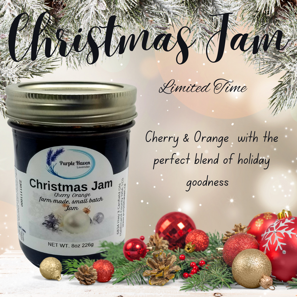 Delight in Purple Haven's Christmas Jam, featuring a cherry and orange blend for holiday joy.