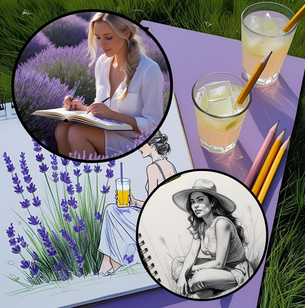 Experience Form & Flora: Life Drawing at Purple Haven Lavender Farm, featuring art and high tea amidst lavender.