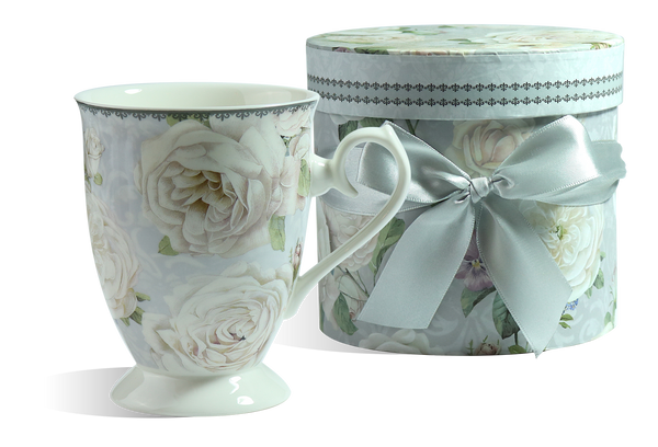 Elegant Floral Gift Mugs in a decorative box, perfect for any occasion, made from durable ceramic.