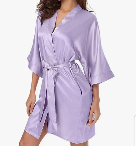 Stylish women's satin robe from the Box of Hugs Gift Set, perfect for cozy moments and self-care.