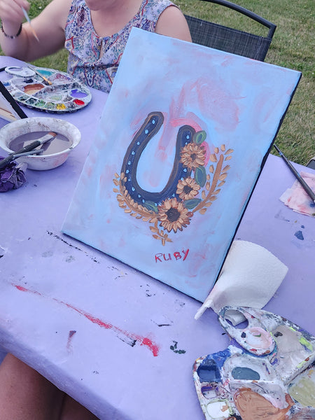 Sunset Dinner Horseshoe & Sunflowers  Paint, Sip & Eat Event  |Sept 27 | Purple Haven