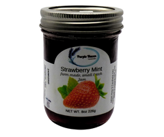 Strawberry Mint Jam from Purple Haven offers a delicious blend of sweet strawberries and refreshing mint. Enjoy the taste!