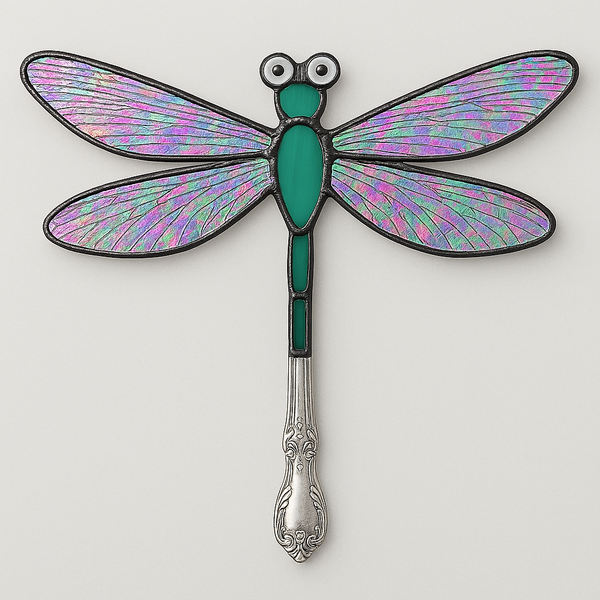Dragonfly stained-glass art for Flutter & Sip: Stain Glass Tea Party at Purple Haven.