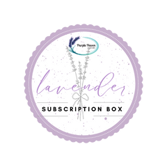Lavender Subscription Box logo by Purple Haven, featuring calming lavender design for a sensory journey at home.
