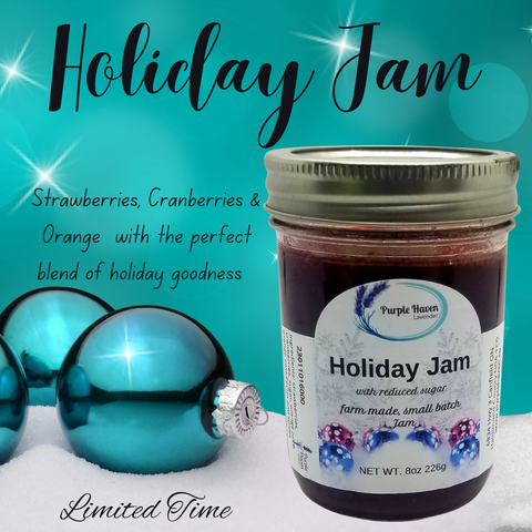 Delight in Christmas flavors with Purple Haven's artisan Holiday Jam, a perfect blend of seasonal fruits.