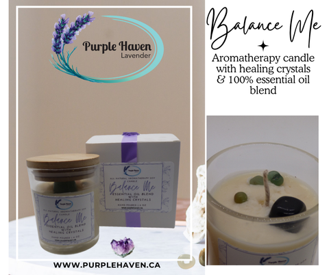 Aromatherapy Candle with Healing Crystal & essential oils from Purple Haven for a soothing home ambiance.