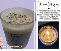 Relax with the Hidden Message Candle, featuring healing crystals and a surprise message revealed as it burns.