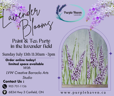 Paint in the Lavender - Lavender Blooms High Tea Lunch   Sunday July 13th  11:30am -3pm