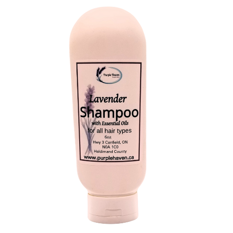 Thick Lavender Shampoo from Purple Haven, enriched with Silk Amino Acids and Aloe for all hair types.