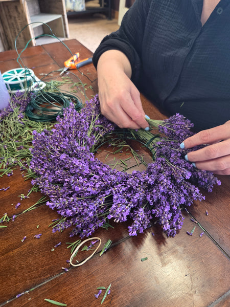 Fresh Lavender Candle Wreath & Glass Etching Experience| Purple Haven Lavender Farm