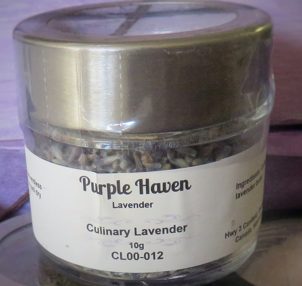 Culinary Lavender in a jar from Purple Haven, perfect for enhancing sweet and savory dishes.