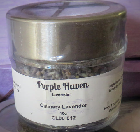 Culinary Lavender in a jar from Purple Haven, perfect for enhancing sweet and savory dishes.