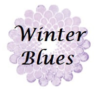 Winter Blues Nasal Inhaler label on purple floral background, aromatherapy essential oil inhaler