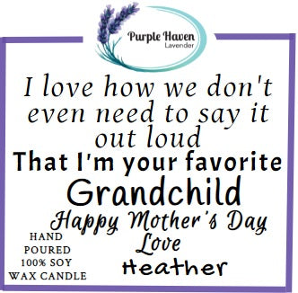 Personalized lavender candle from Purple Haven for the All Natural Soy Candles Mother's Day Collection, perfect for mom.
