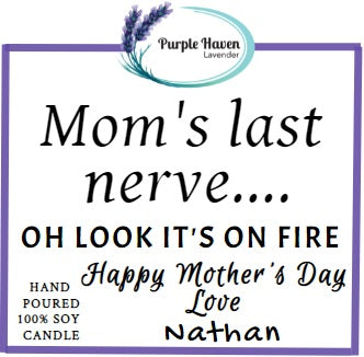 Personalized lavender candle from the All Natural Soy Candles Mother's Day Collection, perfect for celebrating mom.