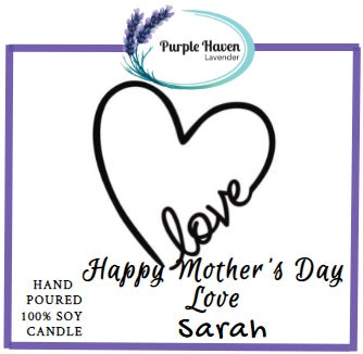 Personalized All Natural Soy Candles Mother's Day Collection from Purple Haven, perfect for celebrating mom with love.