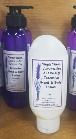 Lavender Serenity Body/Hand Lotion offers a fresh, floral aroma, perfect for lavender lovers, made by Purple Haven.